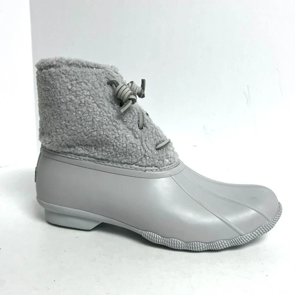 Sperry Womens Saltwater Sherpa Boot Grey Size 9 M